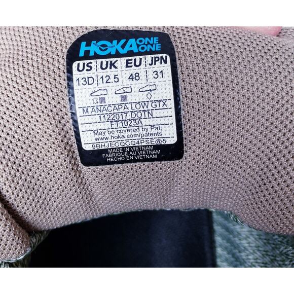 HOKA ANACAPA Low GTX Leather Mesh Hiking Shoes Sneakers Vibram Sole  Men's 13D - Picture 2 of 14